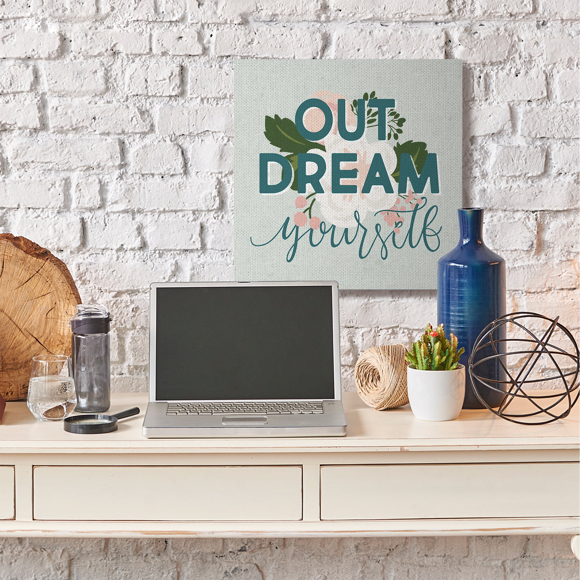 Stupell Home Décor Out Dream Yourself Flower Inspirational Word Design Canvas Wall Art by Gigi Louise