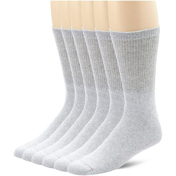 Hanes Hanes Men's 6Pack FreshIQ Cushion Crew Socks Grey, (Shoe Size