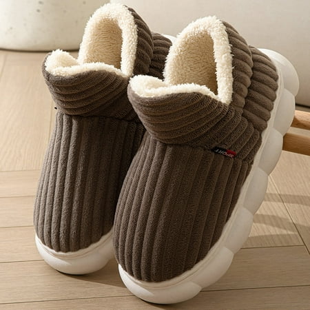 GUGUbb women s slippers warm winter couple fashion comfortable thick bottom autumn and winter solid color new thickened shoes Black