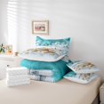 thumbnail image 4 of Teal Ocean Comforter Set with Sheets Full 7 Piece Coastal Beach Bed in a Bag,Sea Shell Starfish Bedding Set (1 Comforter,1 Fitted Sheet,1 Flat Sheet,2 Pillowcases,2 Throw Pillow Covers), 4 of 4