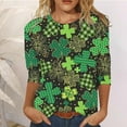 thumbnail image 3 of lcziwo Haut à Manches 3/4 Imprimé pour la Saint-Patrick pour Femmes, T-Shirt Trèfle Chanceux Manches 3/4 Col Rond Mode, S-2TG m, 3 of 4