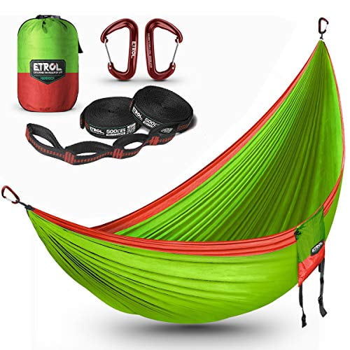 Lightweight for Travel Outside Backpacking Beach Backyard Patio Hiking ETROL Hammock Camping Double & Single Portable Hammock with 2 Tree Straps Anti-Rollover/Bear up to 660lbs 