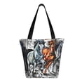thumbnail image 3 of Gaeub Four Running Horses Printed Tote Bag Grocery Bag Reusable Shoulder Bag with Zip for School Kitchen Park DIY, 3 of 9
