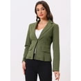 thumbnail image 2 of DARING DIVA Notched Lapel Button Up Washed Denim Jacket S Green, 2 of 6