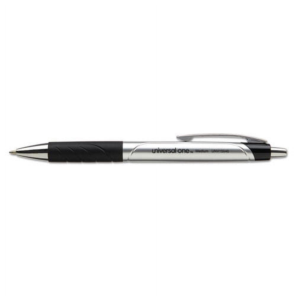 Comfort Grip Ballpoint Pen, Retractable, Medium 1 Mm, Black Ink, Silver Barrel, Dozen | Bundle of 2 Dozen
