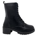 thumbnail image 2 of New Women's Lug Sole Platform Combat Ankle Bootie Lace up Side Zipper Bootie, 2 of 5