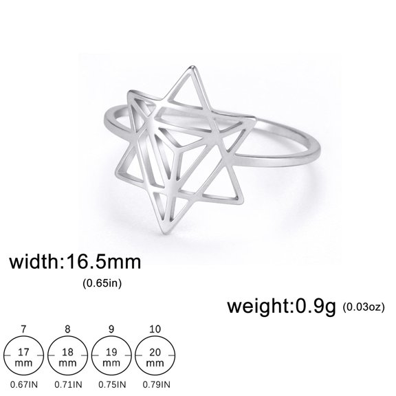 Hexagonal Star Ring Stainless Steel Inlaid Ring Trendy Fashion Jewelry for Men and Women Electroplated Finish Titanium Steel Ring Star Inlay Statement Ring