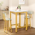 AWQM 3 Piece Bar Dining Table Set, Modern Bar Square Table and Stools