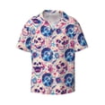 thumbnail image 3 of Cauagu blue record rock Skull Men's Short Sleeve Button Down Hawaiian Shirt for Men Bowling Shirts Casual Summer Beach Shirt,X-Large, 3 of 6