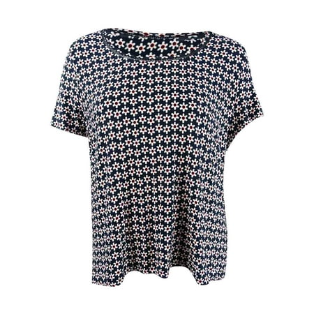 Tommy Hilfiger Women's Plus Daisy-Print Top (3X, Sky Captain Multi)
