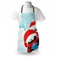 thumbnail image 4 of Christmas Apron, Whimsical Penguins with Warming Clothes Holding a Gift on Igloo Scene, Unisex Kitchen Bib with Adjustable Neck for Cooking Gardening, Adult Size, Pale Blue Vermilion, by Ambesonne, 4 of 4
