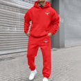 thumbnail image 5 of Men's Casual Personalized Printed Long-sleeved Hooded Sweatshirt and Sweatpants Two-piece Set, Fleece-Lined for Winter Sports and Casual Activities,Red,3XL, 5 of 5