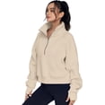thumbnail image 2 of Womens Sweatshirts Half Zip Cropped Pullover Fleece Quarter Zipper Hoodies Fall outfits Clothes Thumb Hole, 2 of 11