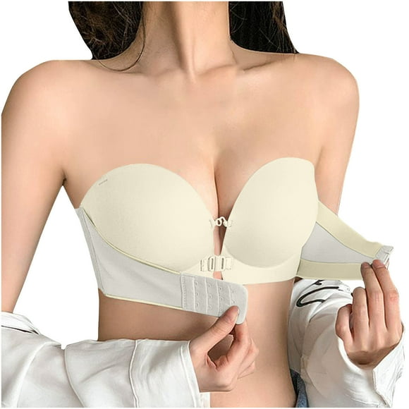 Timegard Wireless Bras for Women Strapless Front Buckle Full Coverage Comfort Bras Everyday Bralette