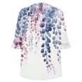 thumbnail image 6 of Jsaierl 3/4 Length Sleeve Tops for Women Summer V Neck Shirts Ruffle Trim Boho Print Ladies Pleated Blouses Flowy Cotton Tunic Top S-2XL, 6 of 7