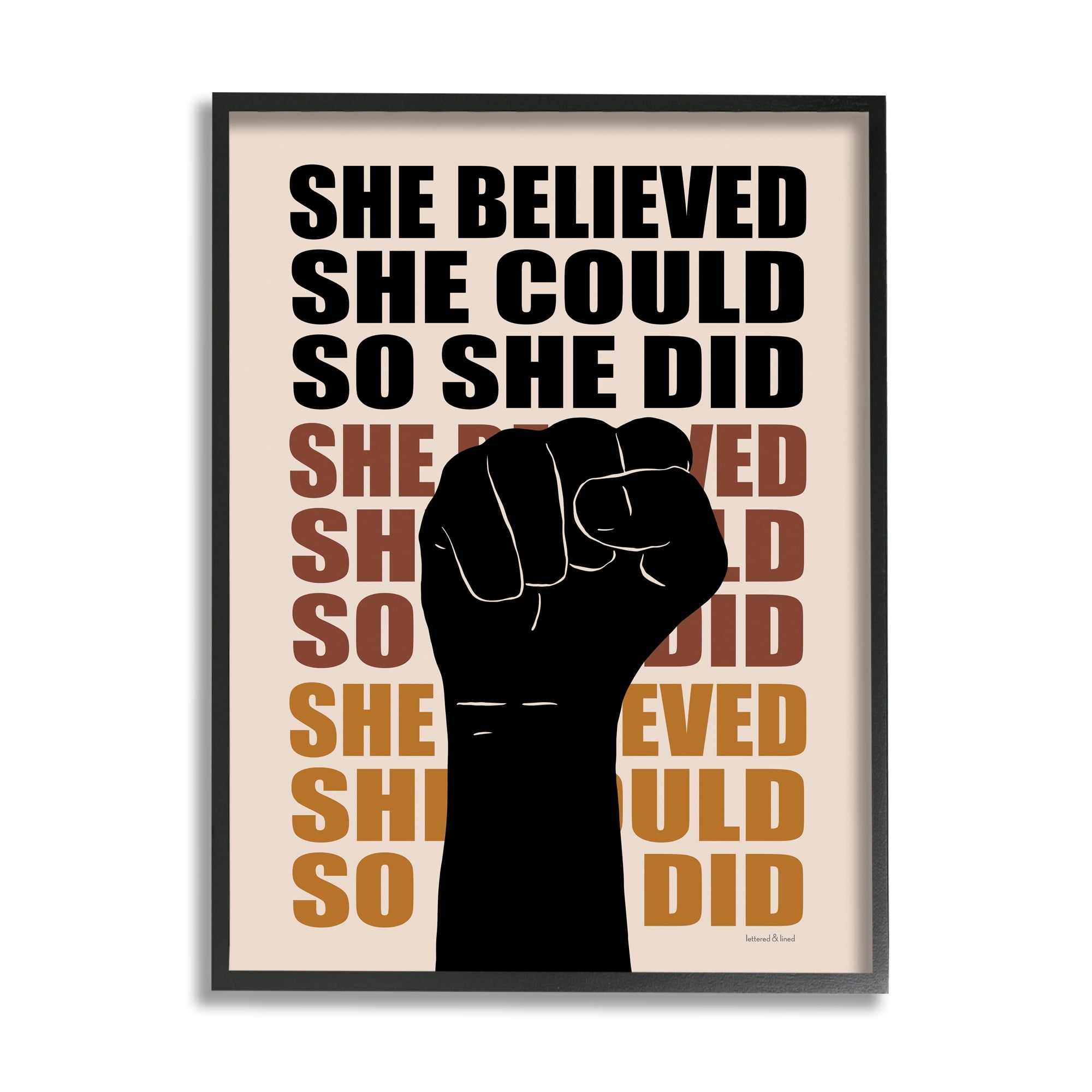 Stupell Industries She Believed She Could Empowering Motivational Saying,16 x 20, Design by Lettered and Lined