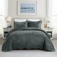 thumbnail image 2 of Luxury Velvet Oversized Embroidered Quilted Bedding Set - Soft & Plush 3-Piece Comforter with Shams for All-Season Comfort, 2 of 9