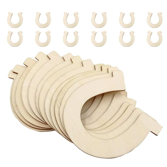 UPGRATOR 24Pack Unfinished Wooded Horseshoes for Home Decor Craft Enthusiasts Beige