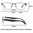 thumbnail image 6 of Equate Men's Miller Bluelight Spring Hinge Rectangular Reading Glasses with Case, Gun Metal, +3.00, 6 of 11
