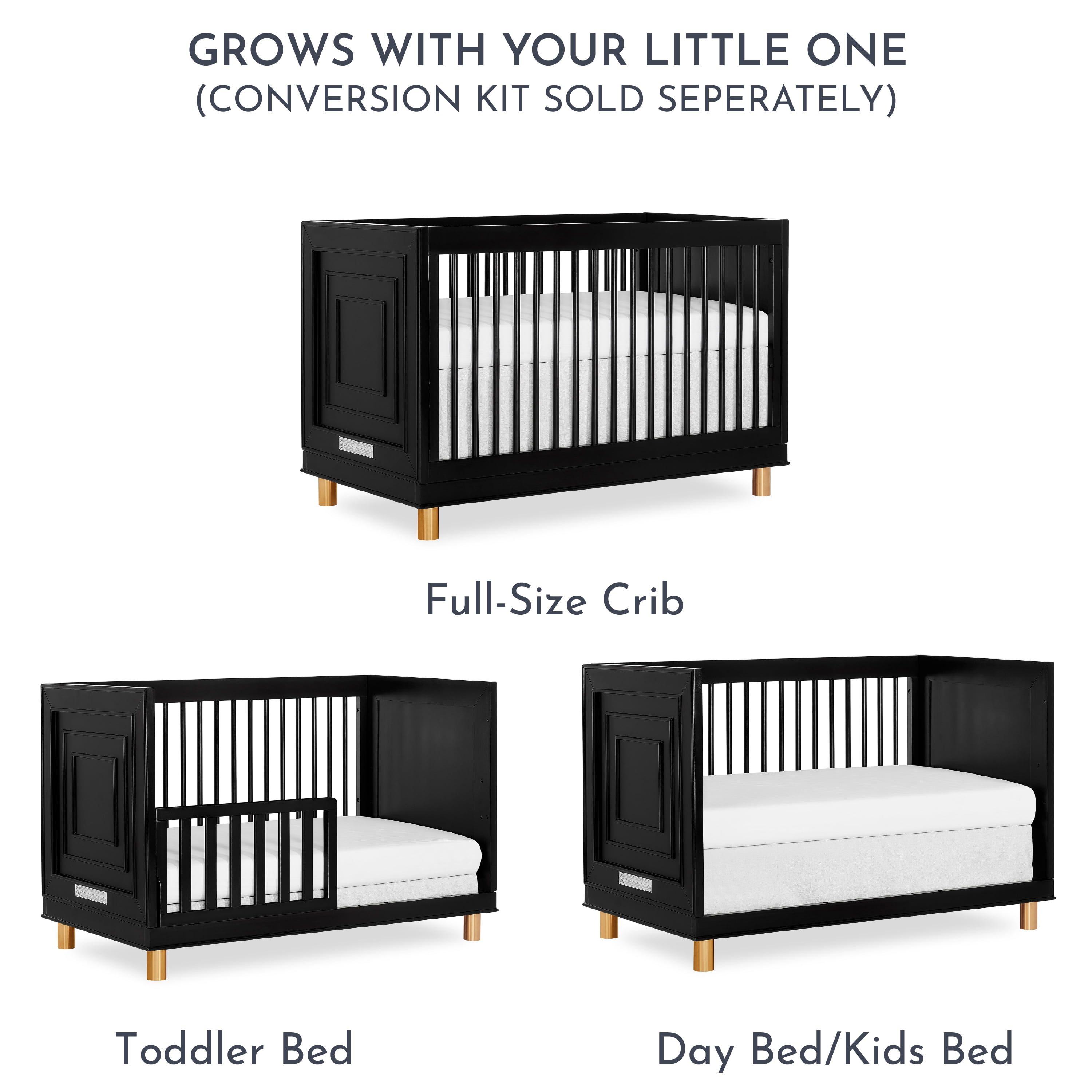 Evolur Loft Art Déco Crib in Black