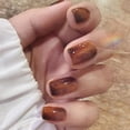 thumbnail image 3 of Uñas postizas cortas de color ámbar prensa en uñas cuadradas de acrílico cubierta completa uñas postizas para mujeres 24 piezas Namotu JQWJ519, 3 of 5