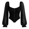 thumbnail image 5 of Women Puff Sleeve Square Neck Zip up Medieval Top Pirate Costume Halloween Cosplay Halloween Costume Women, Size XL, 5 of 5