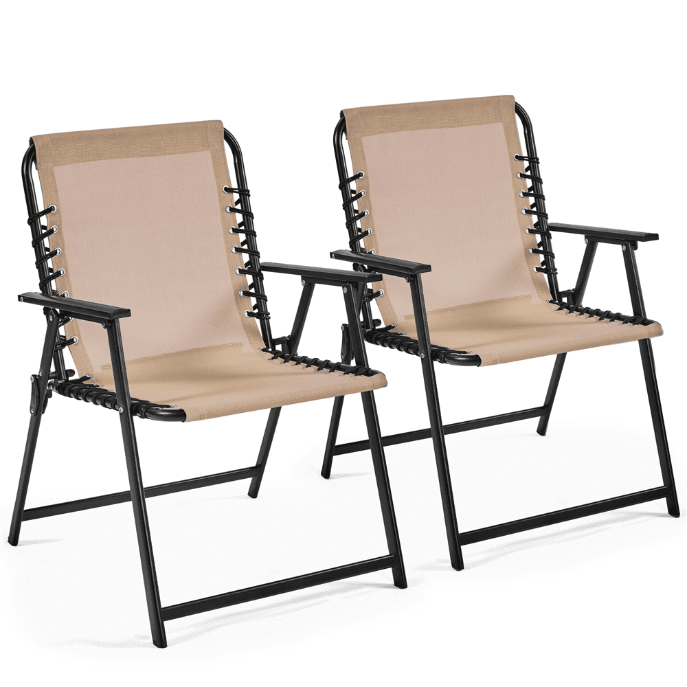 Renwick Set of 2 Outdoor Folding Dining Chairs with Armrests, Beige