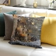 thumbnail image 3 of BANET Christmas Throw Pillow Cushion Cover, Candle Winter Holiday Themed Arrangement with and Fir Tree Leaves Print, Decorative Square Accent Pillow Case White, 3 of 5