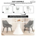 thumbnail image 6 of Modern Fabric Dining Chairs Set of 2, Upholstered Chairs with Backrest for Kitchen, Grey, 6 of 7