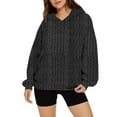 thumbnail image 2 of Pxxlle Plus Size Hoodie for Women Oversized Long Sleeve Hooded Sweatshirts Trendy Knit Jacquard Hoodies with Pockets Black M, 2 of 8