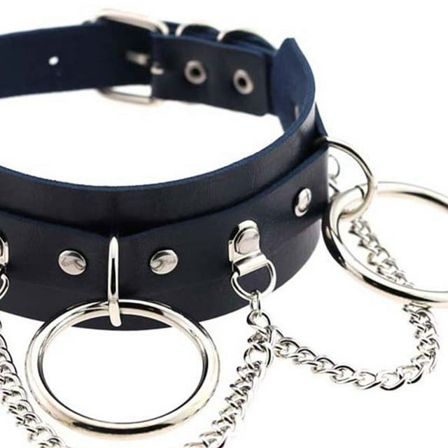 pitrice Collier Ajustable Ras-de-Cou Chaîne Multicouche Pendentif Ras-de-Cou en Cuir PU Fille Femme Punk Bague O Collier