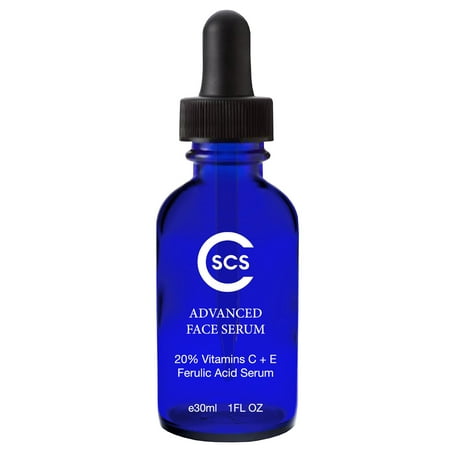 CSCS Ferulic Acid Serum with Vitamin C + E for Wrinkles, Lines, Sunspots and Puffiness - Antioxidant Serum for Face, Neck and