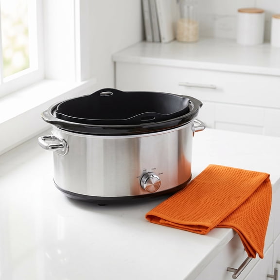 DEEPCRAFF Black Reusable Silicone Slow Cooker Liner with Handle, Flexible Non-Stick Insert for Easy Cleaning and Convenient Use