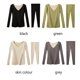 thumbnail image 4 of sweethay Ropa interior térmica femenina de invierno frío, ropa adelgazante de manga larga, pijama, camisa cálida, ropa de fibra acrílica que mantiene Ropa interior Verde L sweethay AP013575-03, 4 of 6