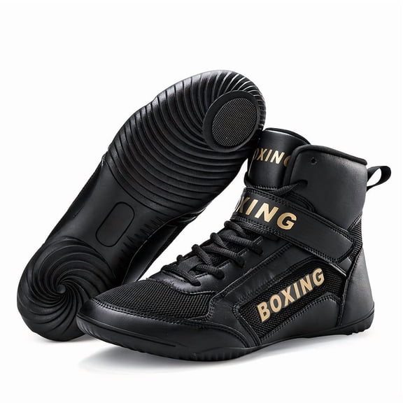 Men's & Unisex Lightweight Breathable Boxing & Wrestling Shoes - Anti-Slip Rubber Sole, Secure Fit (Lace/Hook & Loop), White/Black Combat Sports Footwear for MMA, Gym, - All-Season Athletic Sneakers