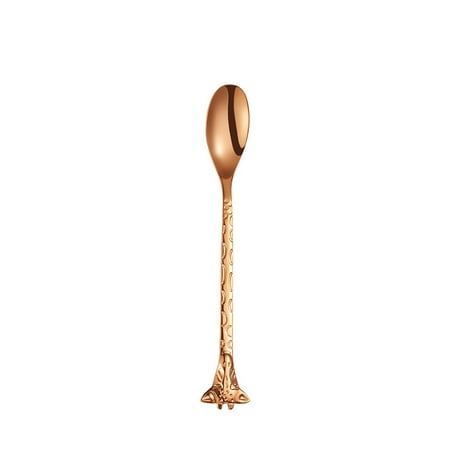 

Grandest Birch Coffee Spoon Rounded Ends Giraffe Shaped Stainless Steel Dessert Scoop Fork Flatware Cutlery Kitchen Supplies Smoot
