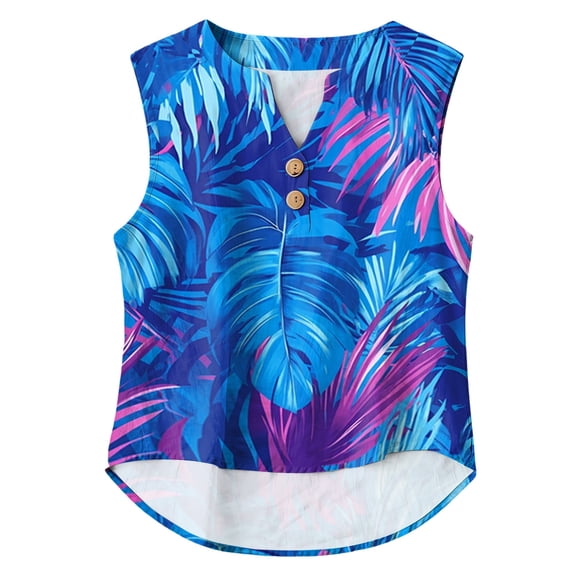 Women Tank Top V Neck Sleeveless Tank Top Button Up Shirts Summer Casual Loose Blouses Dressy Trendy Cotton Linen Tank Shirt Top