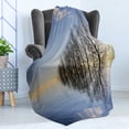thumbnail image 4 of Landscape Soft Flannel Fleece Blanket, Trees on Top of the Frozen Lake in the Winter Scenic Forces of Nature Art Print, Cozy Plush for Indoor and Outdoor Use, 60" x 80", Blue Brown, by Ambesonne, 4 of 5