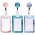 thumbnail image 3 of Pink Marble Heavy Duty Badge Holder with Retractable Reel,ID Card Holder Cover Case,Work Badge for Teacher Nurse Doctor Student Office, 3 of 5