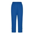 thumbnail image 7 of TEAJOPSUU Capris for Women Stretchy Slim Fit Capri Leggings Hollow Out Bottom Yoga Pants Lightweight Workout Pilates Gym Trousers Blue, 7 of 7