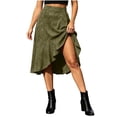 thumbnail image 4 of ClodeEU Women's High Waist Irregular Ruffle Midi Skirt,Casual Flowy A Line Wrap Skirt Army Green,Women's Plus L, 4 of 8
