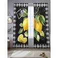 thumbnail image 3 of Yellow Lemon Sheer Curtains 108 Inches Long 2 Panels Set, Window Sheer Curtains for Living Room/Bedroom, Summer Botanical Black White Checkered Light Filtering Rod Pocket Curtain 52''x108''x2, 3 of 8
