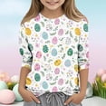 thumbnail image 4 of Chemises à Manches Longues pour Garçons Taille 12 14 Jeunesse Manches 3/4 Col Rond Imprimé Jour de Pâques Haut Polyester Tenue Décontractée pour Enfants, 4 of 6