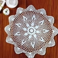thumbnail image 4 of Gerich Round Lace Table Cloth 15.74 inch Flower Tablecloth Vintage Crochet Doily Mats White Table Runner for Home Weddings Birthday Parties Decor 1 Pcs (White), 4 of 11