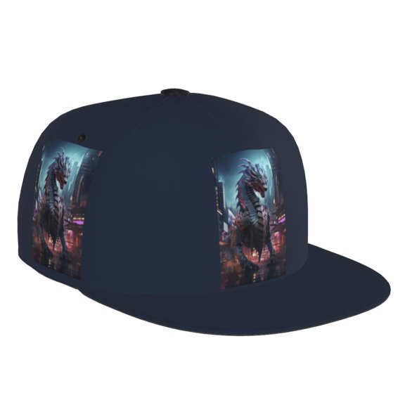 Flat Bill Trucker Hats for Women Men - Urban Mechanical Dragon Adjustable Flat Baseball Cap Snapback Hats Dad Hats for Men