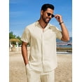 thumbnail image 6 of COOFANDY Mens Short Sets 2 Piece Outfits Casual Button-Down Shirts Beach Wedding Attire, 6 of 10