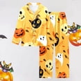 thumbnail image 2 of CONROSES Hallowmas Pajama Set for Women 2 Peice Halloween Pjs Ghost Pumpkin Graphic Long Sleeve Buttons Tops Pants Loungewear Sets Cozy Nightwear Sleepwear, 2 of 6