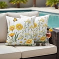 thumbnail image 2 of Outdoor Pillow Cover Yellow White Daisy Set of 2 Waterproof Throw Pillowcases Floral Butterfly Leaves Decorative Patio Furniture Pillows for Couch Garden Indoor & Outdoor Use, 2 of 9