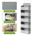 thumbnail image 5 of QCQHDU Over The Door Organizer Storage, 5 Shelf Hanging Door Organizer with 5 Large Capacity Pockets, Anti Tilt 44 lb Load Behind Door Storage for Bedroom, Bathroom, Pantry, Nursery, (Grey), 5 of 10