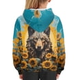 thumbnail image 6 of Xoenoiee Boys Long Sleeve Sweatshirt for Fall Winter Pull-Over Hooded Hoodies with Kangaroo Pocket Cosy Active Wear for Kids, Floral Wolf Sunflower Sun Print, M, 6 of 7